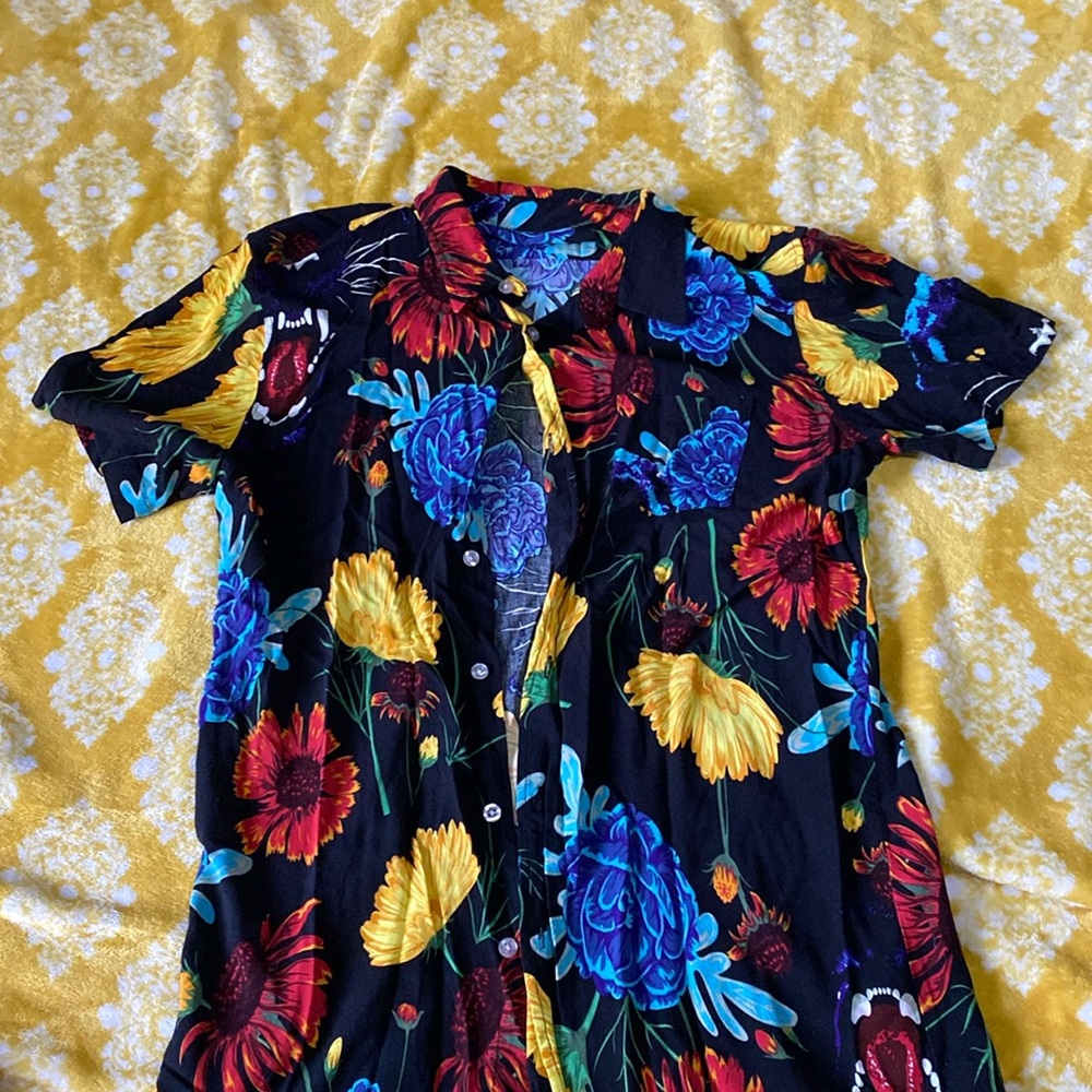 Flowers and panthers button down.